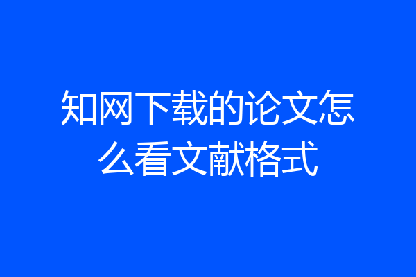 知网下载的论文怎么看文献格式
