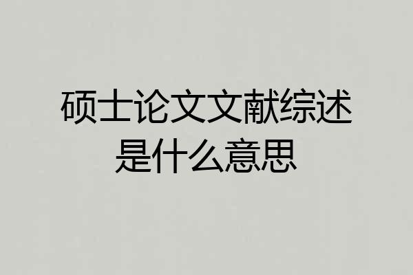 硕士论文文献综述是什么意思