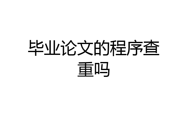 毕业论文的程序查重吗