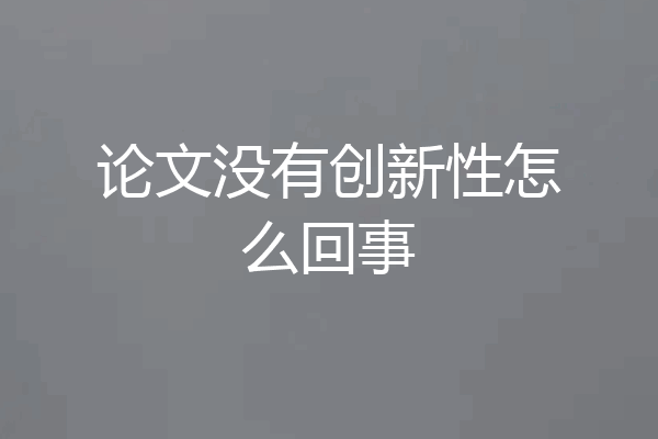 论文没有创新性怎么回事