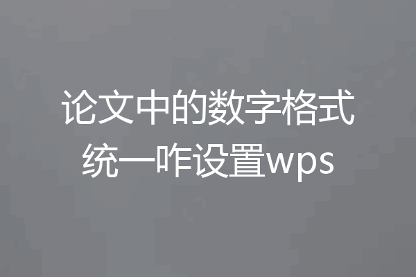 论文中的数字格式统一咋设置wps