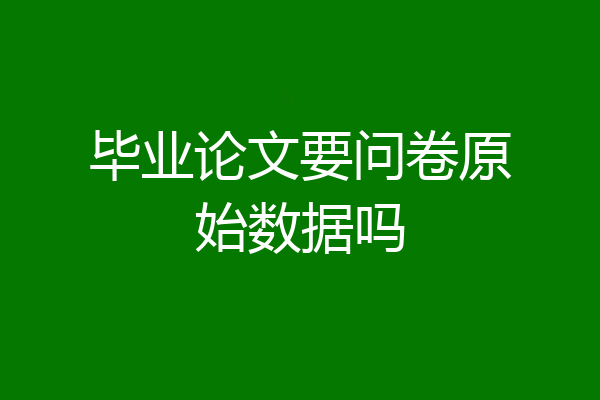 毕业论文要问卷原始数据吗