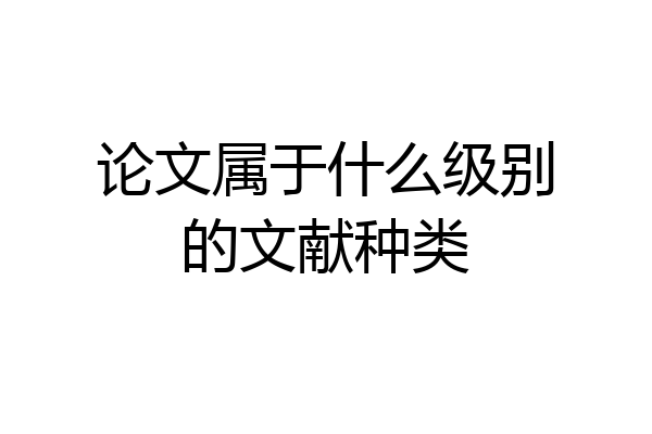 论文属于什么级别的文献种类