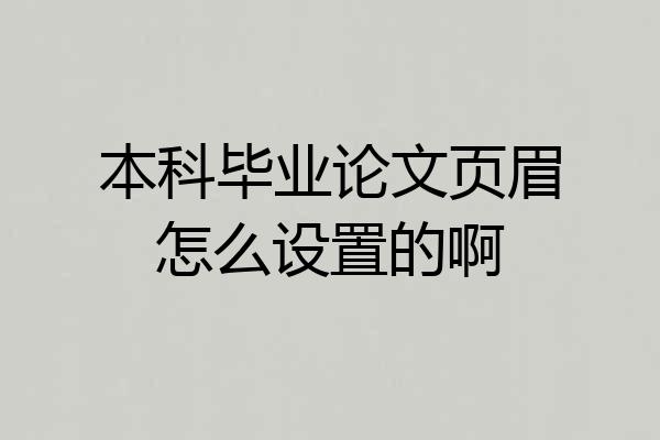 本科毕业论文页眉怎么设置的啊