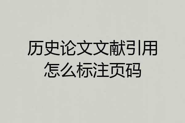 历史论文文献引用怎么标注页码