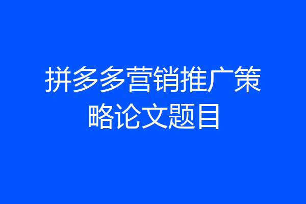 拼多多营销推广策略论文题目
