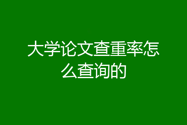 大学论文查重率怎么查询的