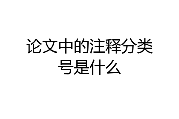 论文中的注释分类号是什么