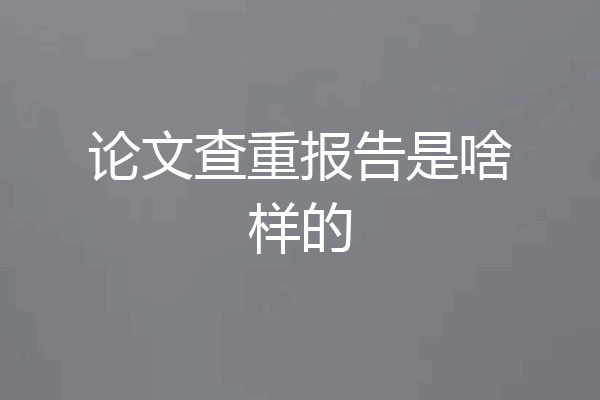 论文查重报告是啥样的