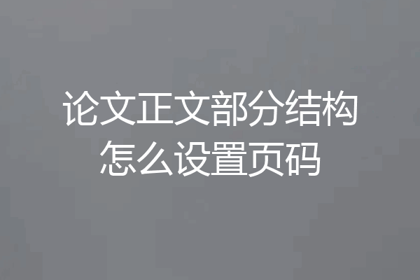 论文正文部分结构怎么设置页码