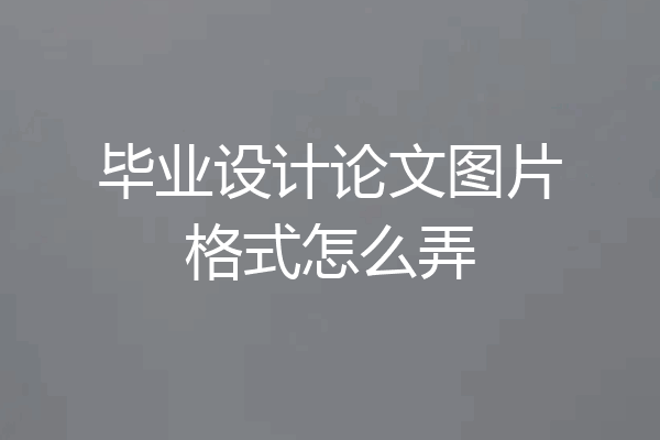 毕业设计论文图片格式怎么弄
