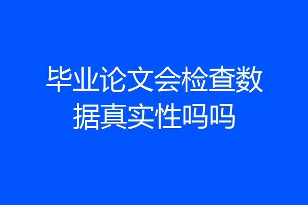 毕业论文会检查数据真实性吗吗