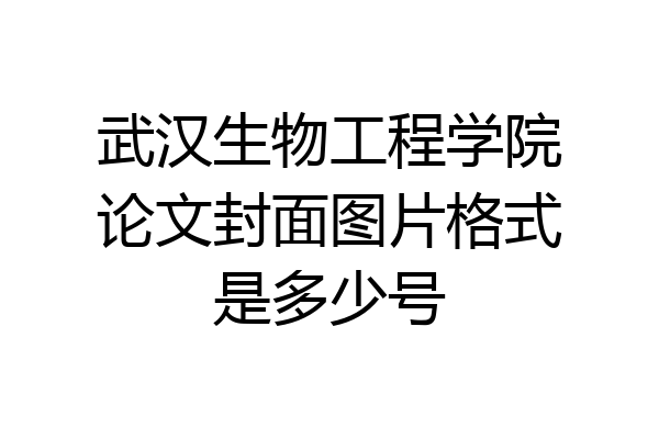 武汉生物工程学院论文封面图片格式是多少号
