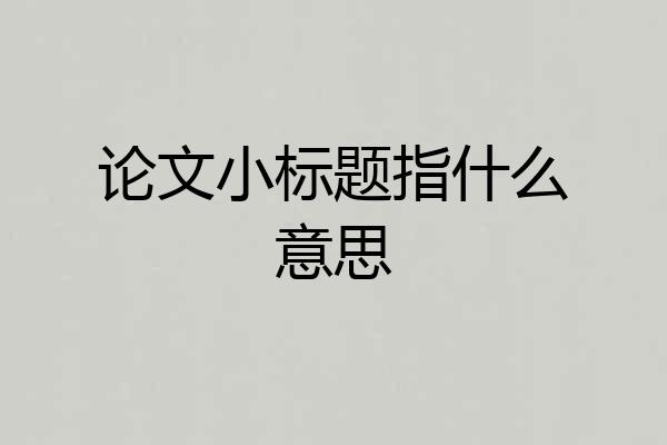 论文小标题指什么意思