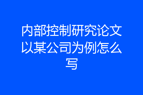 内部控制研究论文以某公司为例怎么写