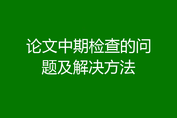 论文中期检查的问题及解决方法