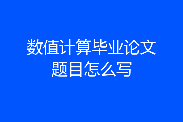 数值计算毕业论文题目怎么写