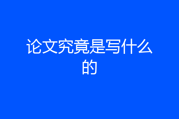 论文究竟是写什么的