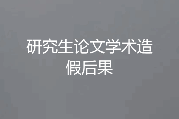 研究生论文学术造假后果