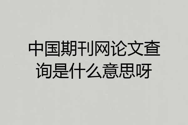 中国期刊网论文查询是什么意思呀