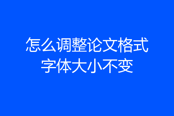 怎么调整论文格式字体大小不变
