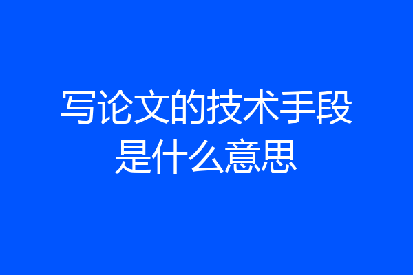 写论文的技术手段是什么意思