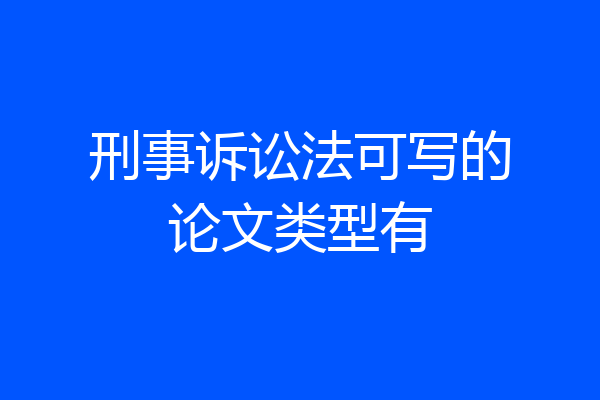 刑事诉讼法可写的论文类型有