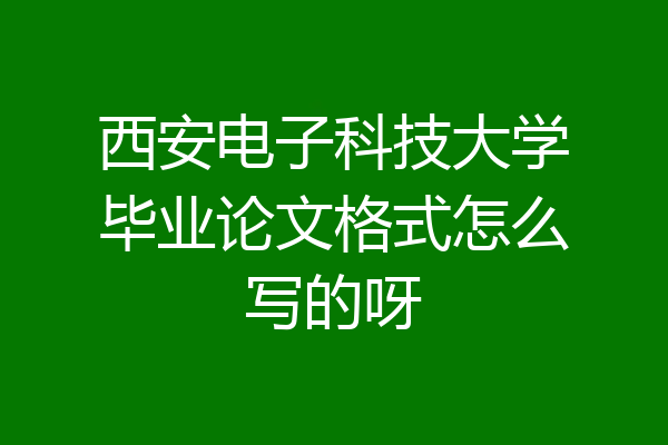 西安电子科技大学毕业论文格式怎么写的呀
