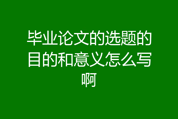 毕业论文的选题的目的和意义怎么写啊