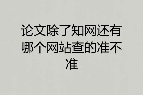 论文除了知网还有哪个网站查的准不准