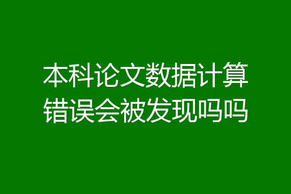 本科论文数据计算错误会被发现吗吗
