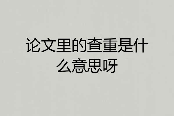 论文里的查重是什么意思呀