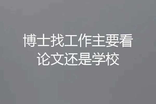 博士找工作主要看论文还是学校