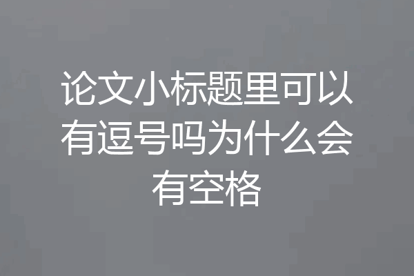 论文小标题里可以有逗号吗为什么会有空格