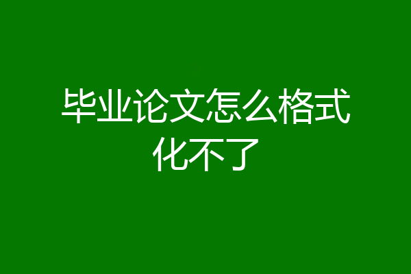 毕业论文怎么格式化不了