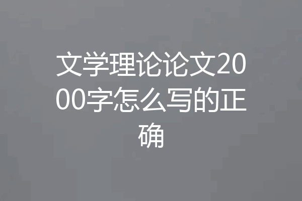 文学理论论文2000字怎么写的正确