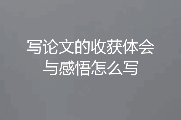 写论文的收获体会与感悟怎么写