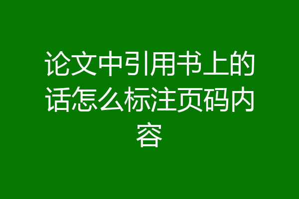 论文中引用书上的话怎么标注页码内容