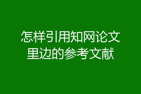 怎样引用知网论文里边的参考文献