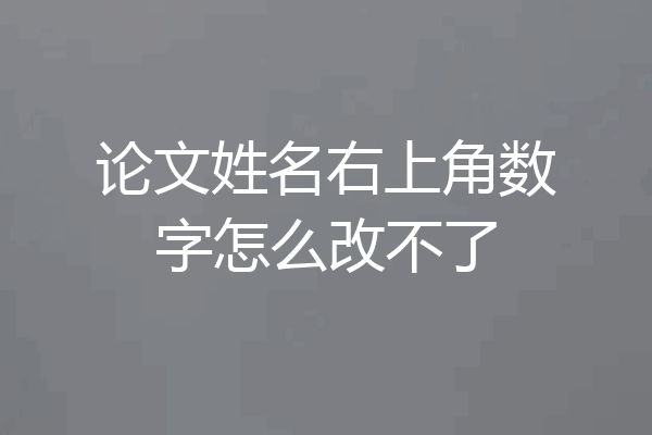 论文姓名右上角数字怎么改不了