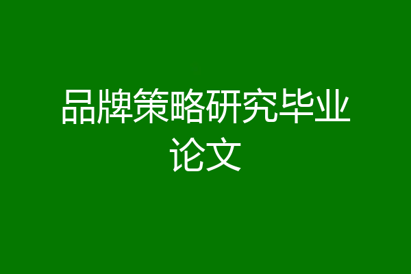 品牌策略研究毕业论文