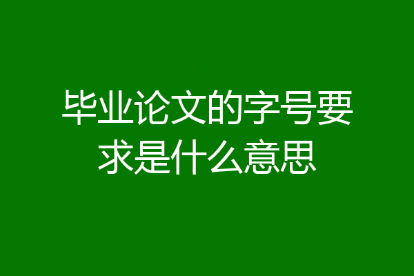 毕业论文的字号要求是什么意思