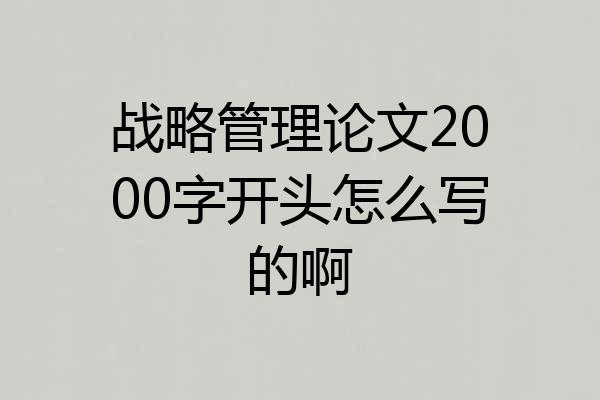 战略管理论文2000字开头怎么写的啊