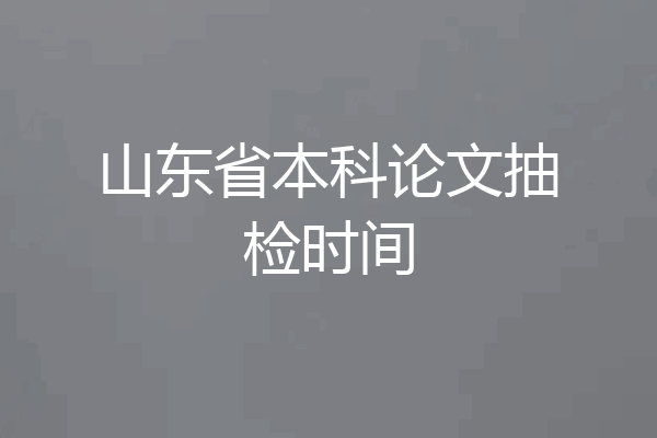 山东省本科论文抽检时间