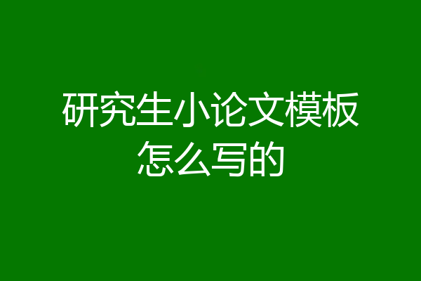 研究生小论文模板怎么写的