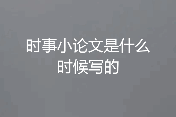 时事小论文是什么时候写的
