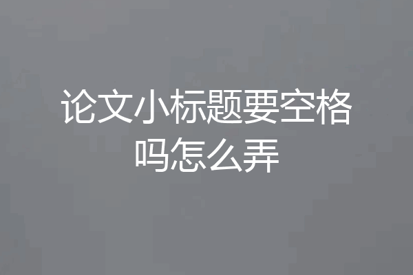 论文小标题要空格吗怎么弄