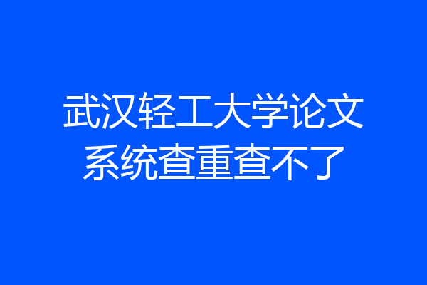 武汉轻工大学论文系统查重查不了