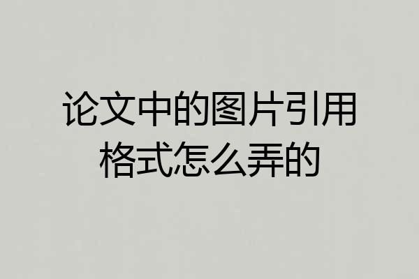 论文中的图片引用格式怎么弄的