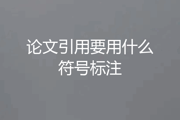 论文引用要用什么符号标注